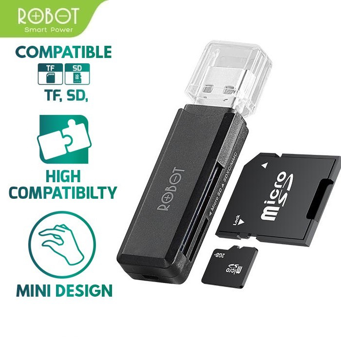 CARD READER ROBOT RT-CR102 USB3.0 With 2 Slot TF / SD - Bleza Computer